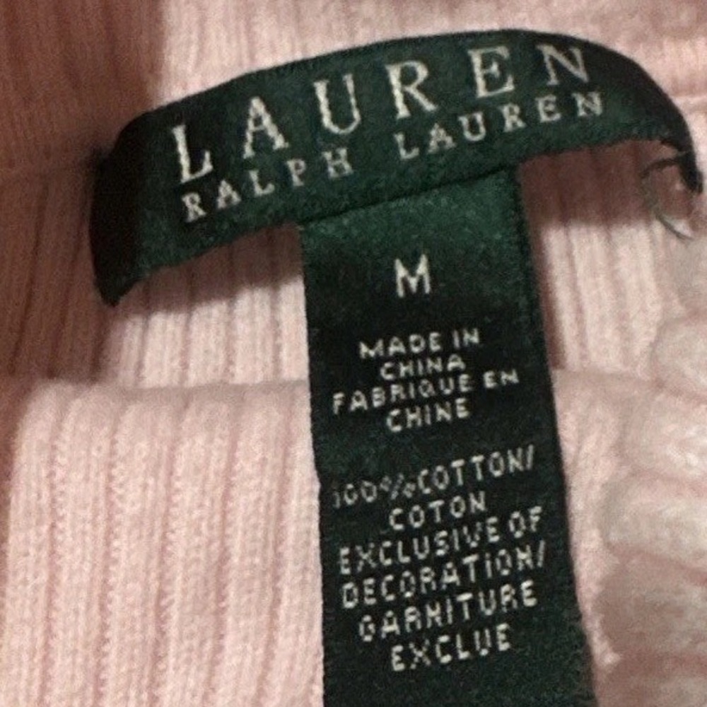 Vintage Womens Lauren Ralph Lauren Pink Ribbed Long Sleeve Turtleneck Sweater M - Picture 4 of 9